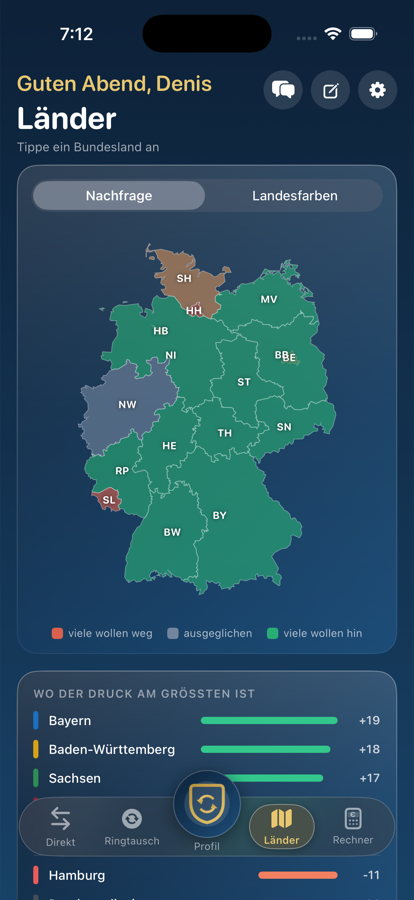 Nachfrage-Karte in der App